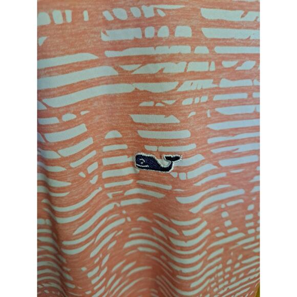 Vineyard Vines Performance Salmon and White Striped Polo Size Medium - Picture 4 of 6